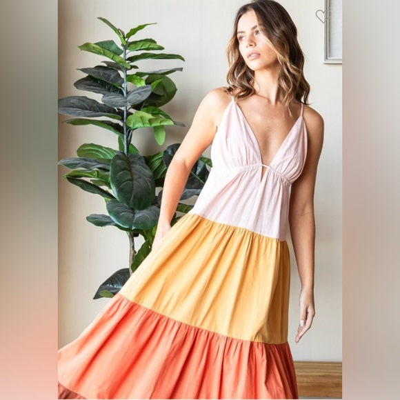 Gorgeous Multi Color Tiered Boho Maxi Dress - Picture 7 of 8